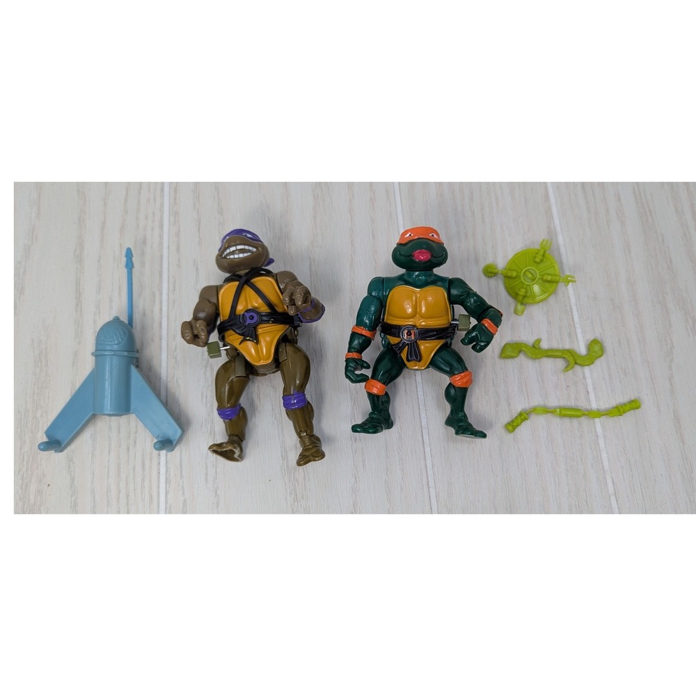 Playmates TMNT Sewer Swimmin Donatello Rock N Roll Michelangelo wind up figures - Picture 2 of 10